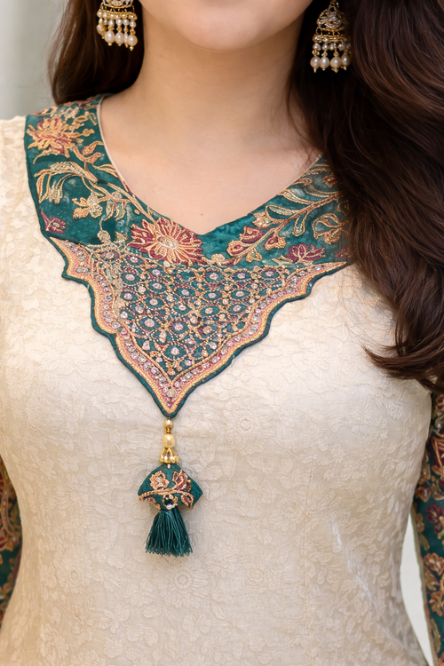 Elegant Rich Multicolor Embroidery Kurti Suit With Dupatta