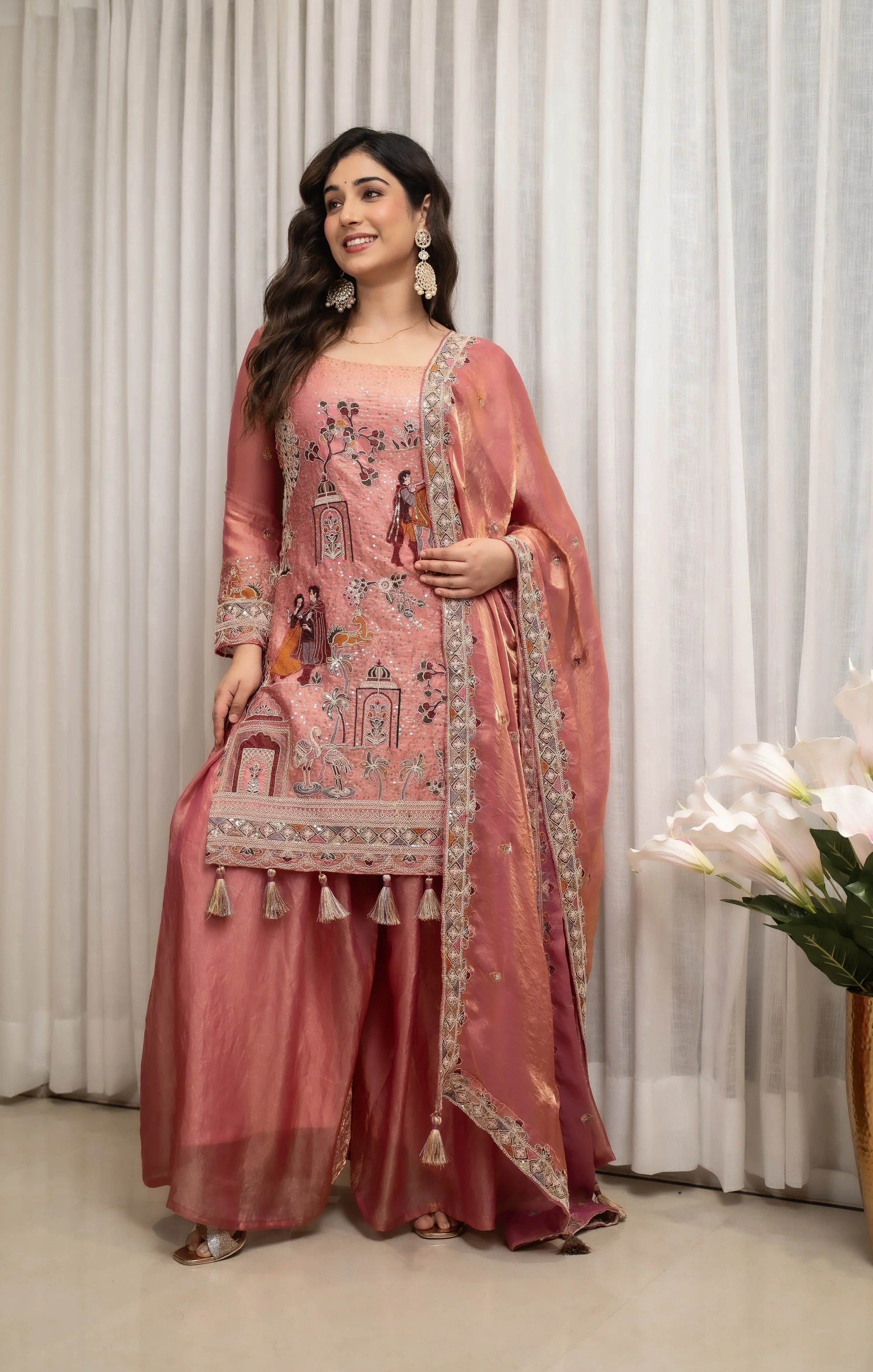 Elegant Multicolor Embroidered Kurti Suit Set with Dupatta